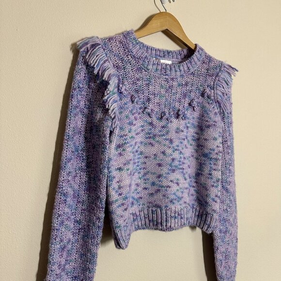 LoveShackFancy Koru Fringe Pullover Sweater Womens Sz M Wool Alpaca Cottagecore - Picture 6 of 13